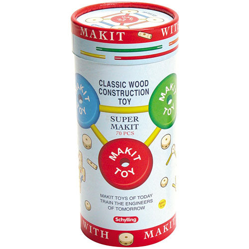 Makit Toy 70-piece construction building set with colorful connector rods and circles for creative building