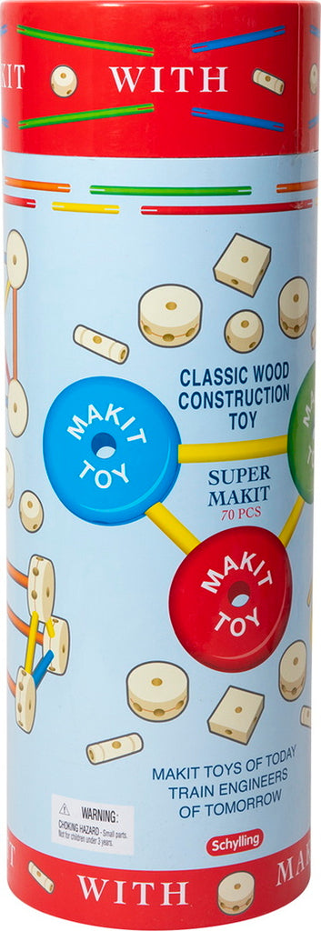 Makit Toy 70-piece construction building set with colorful connector rods and circles for creative building