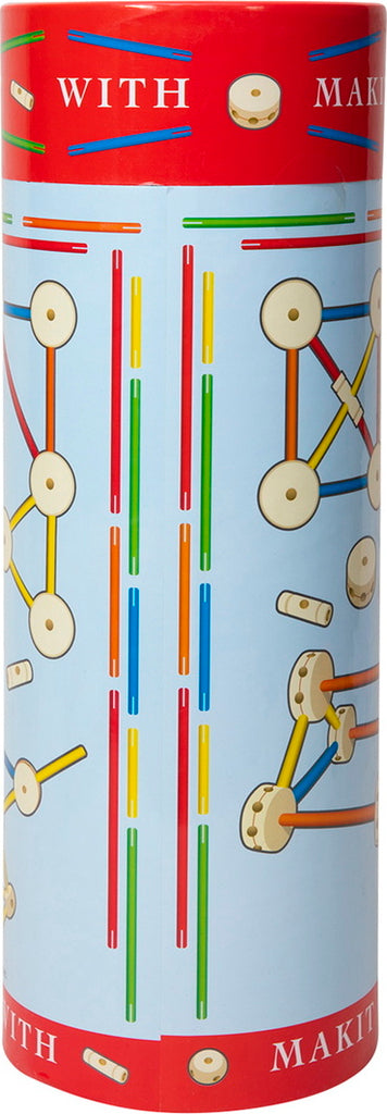 Makit Toy 70-piece construction building set with colorful connector rods and circles for creative building