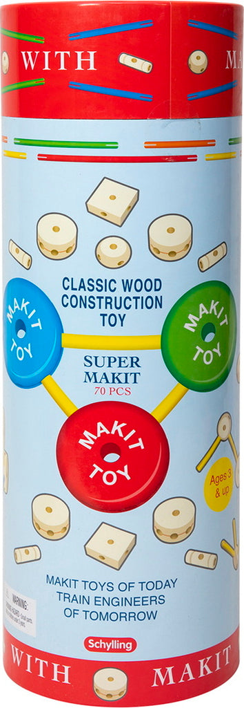 Makit Toy 70-piece construction building set with colorful connector rods and circles for creative building