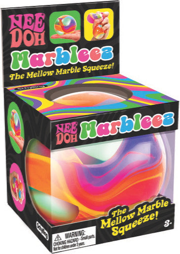 Marbleez NeeDoh squishy fidget toy with marble-like swirls and jelly interior in assorted colors
