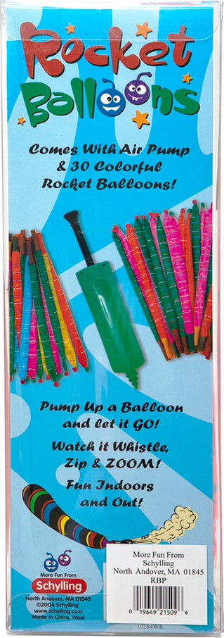 Rocket Balloon With Pump kit including 30 multi-colored balloons and pump for zooming balloon fun