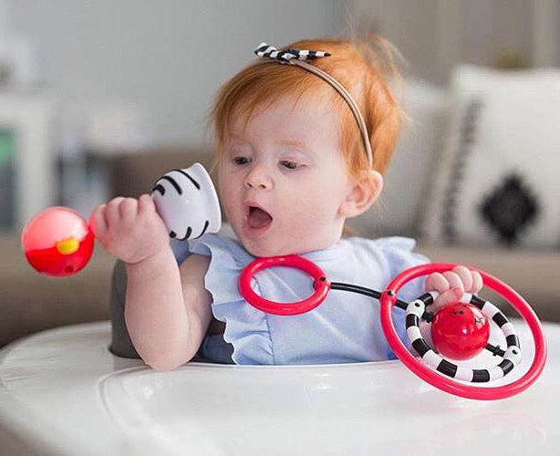 SmartNoggin NogginStik developmental rattle with red, blue, green lights and textures for babies