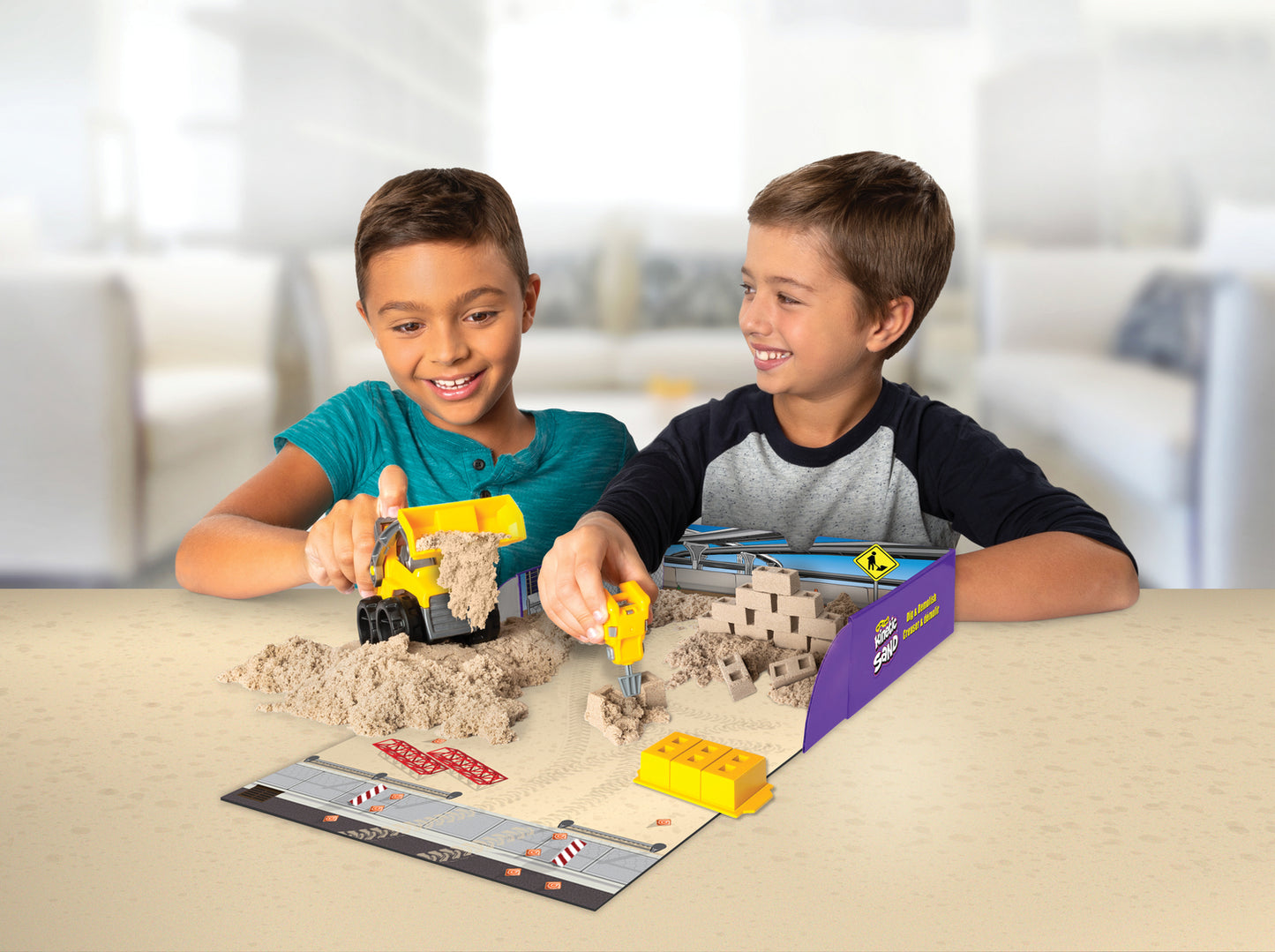 Kinetic Sand Dig & Demolish Playset with 1lb sand and toy truck for construction play