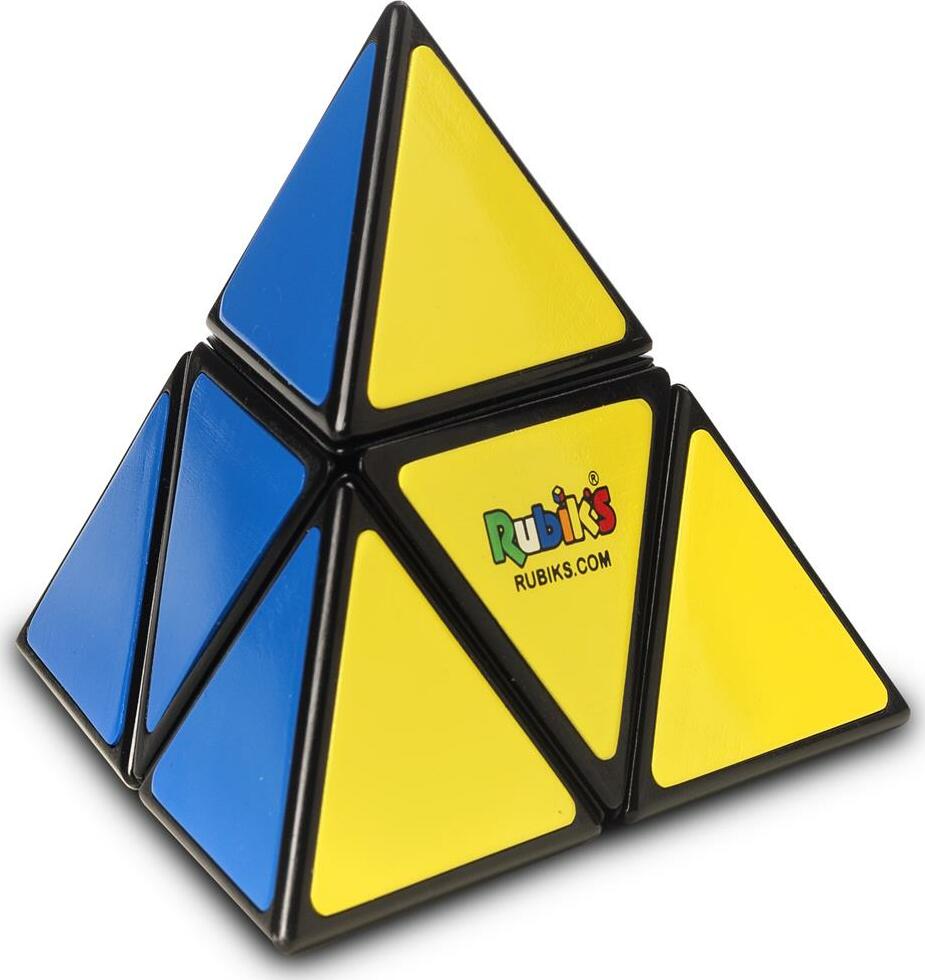 Rubik's pyramid puzzle with colorful triangular faces and smooth twisting mechanism