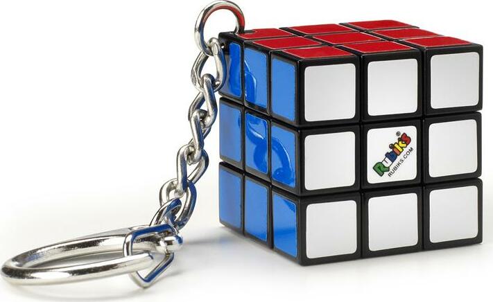 Mini Rubik's 3x3 cube keychain with colorful squares and keyring attachment