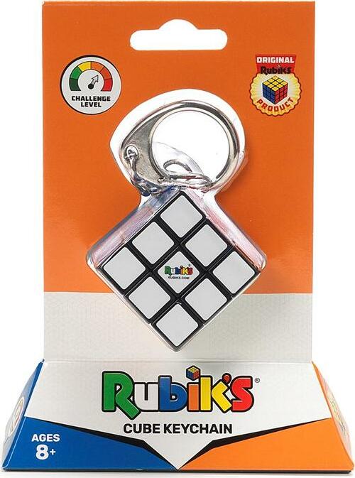 Mini Rubik's 3x3 cube keychain with colorful squares and keyring attachment
