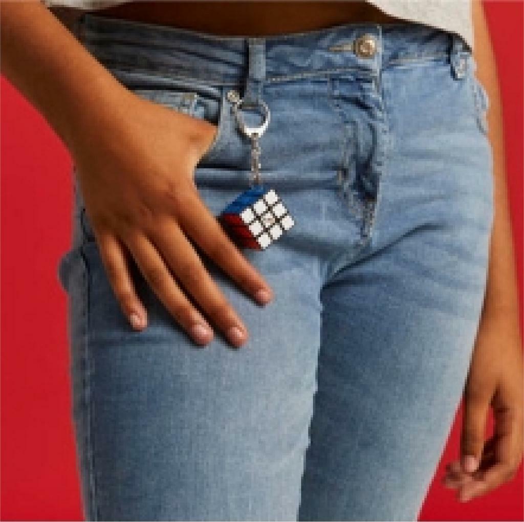 Mini Rubik's 3x3 cube keychain with colorful squares and keyring attachment