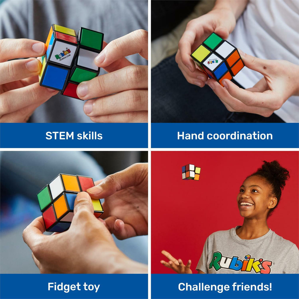 Rubik's Mini 2x2 pocket cube puzzle by Spin Master with colorful tiles for ages 5 and up