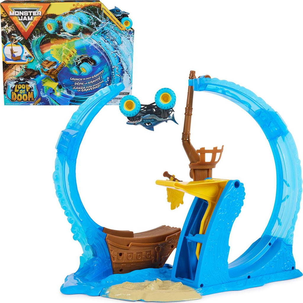 Monster Jam Megalodon Loop of Doom Stunt Playset - Spin Master extreme loop track for monster truck stunts and crashes