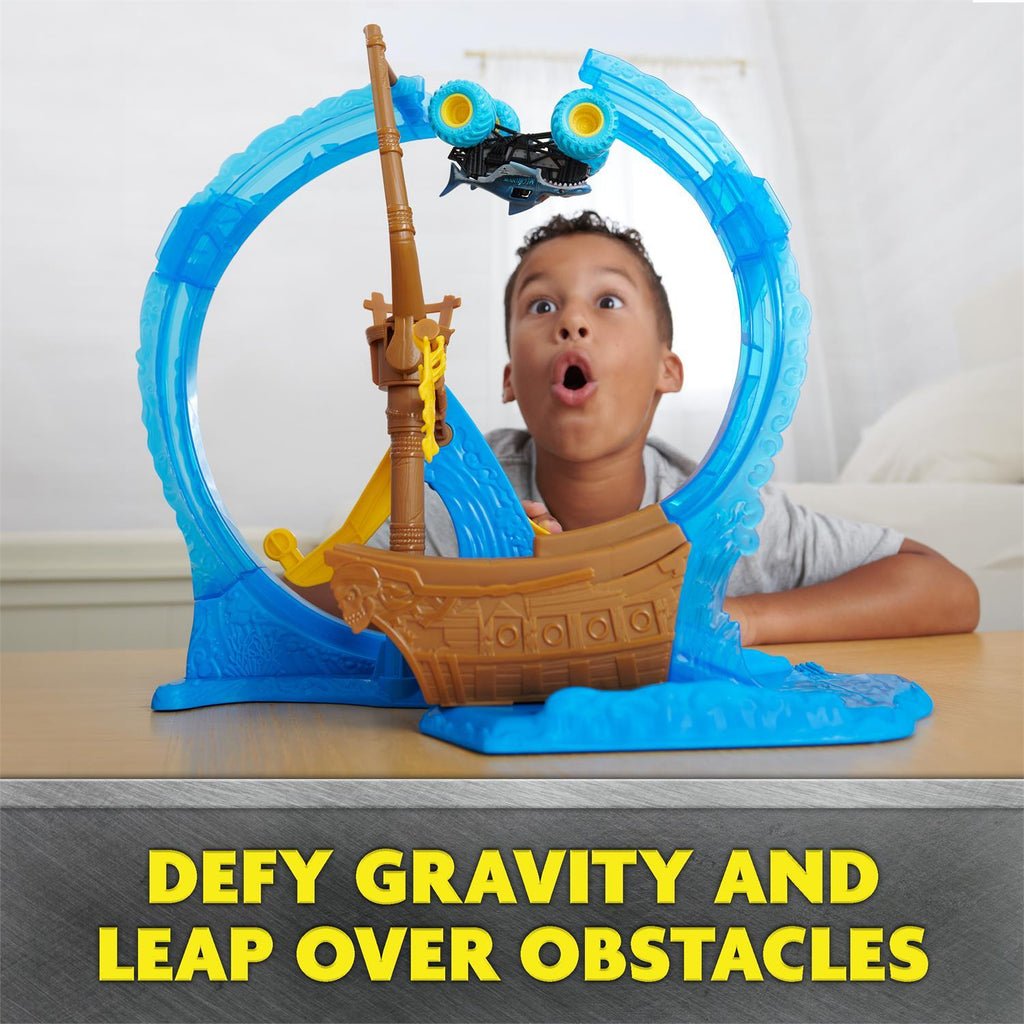 Monster Jam Megalodon Loop of Doom Stunt Playset - Spin Master extreme loop track for monster truck stunts and crashes