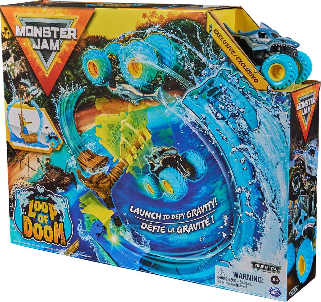 Monster Jam Megalodon Loop of Doom Stunt Playset - Spin Master extreme loop track for monster truck stunts and crashes