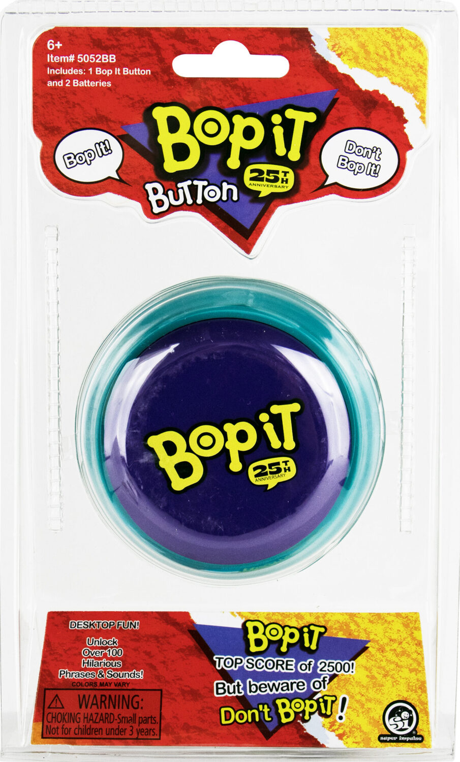 Bop It Button electronic reflex game by Super Impulse with single button challenge for ages 6 and up