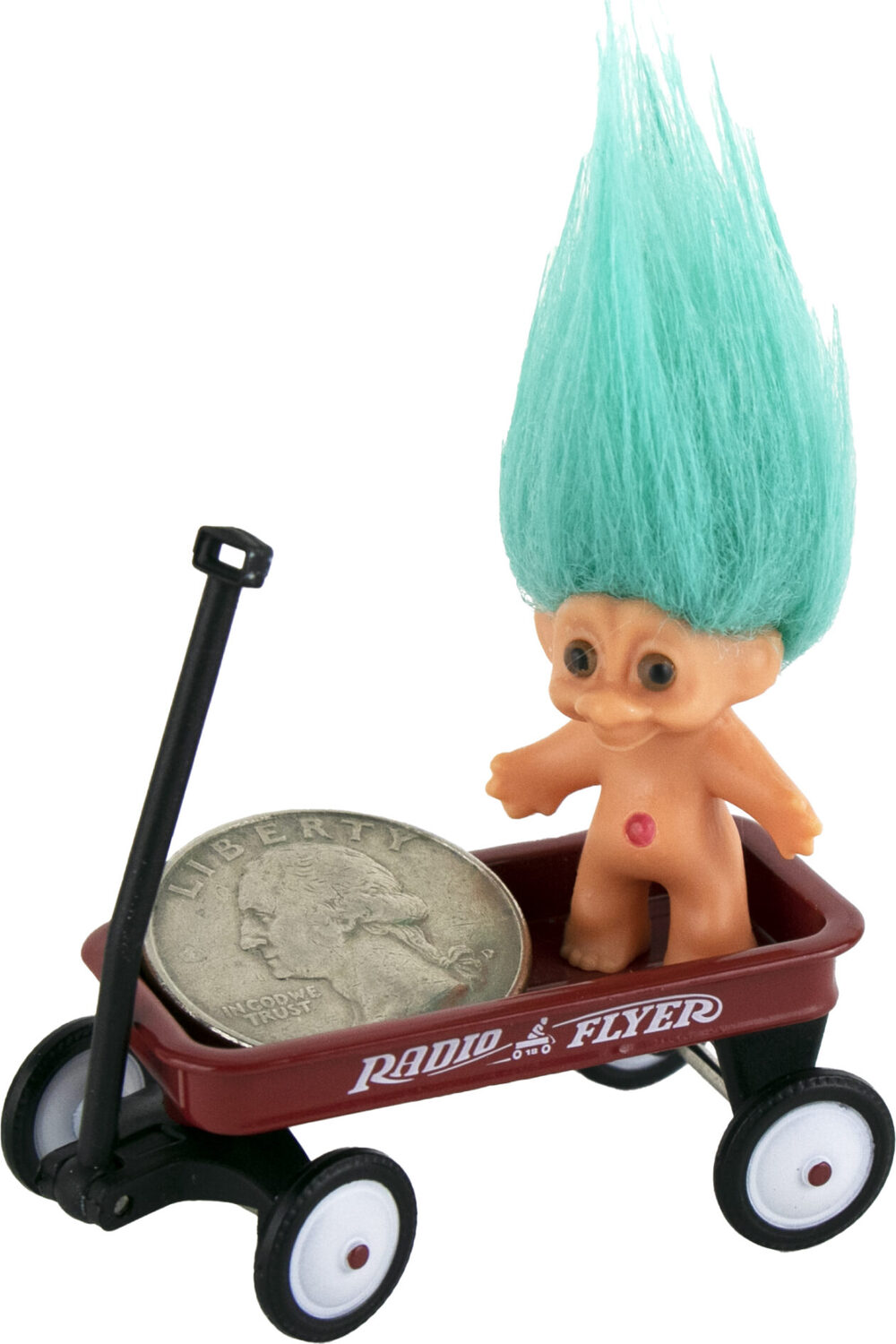 World's Smallest Red Radio Flyer Wagon miniature replica with working wheels and moveable handle