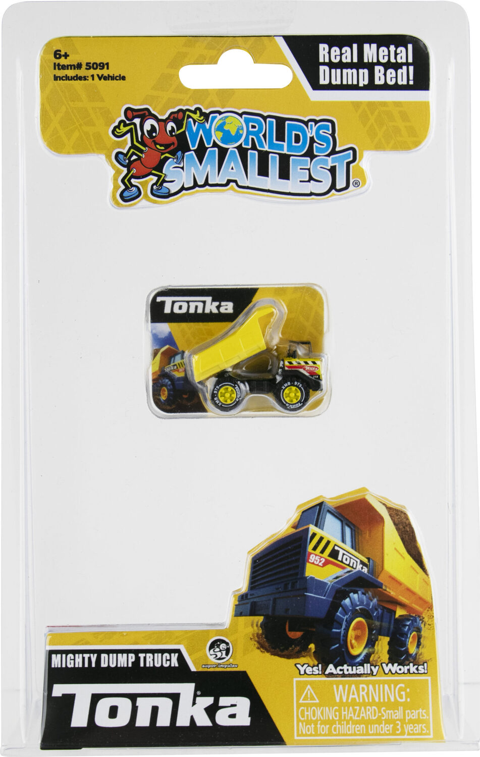 World's Smallest Tonka Dump Truck miniature replica with movable steel bed and working wheels