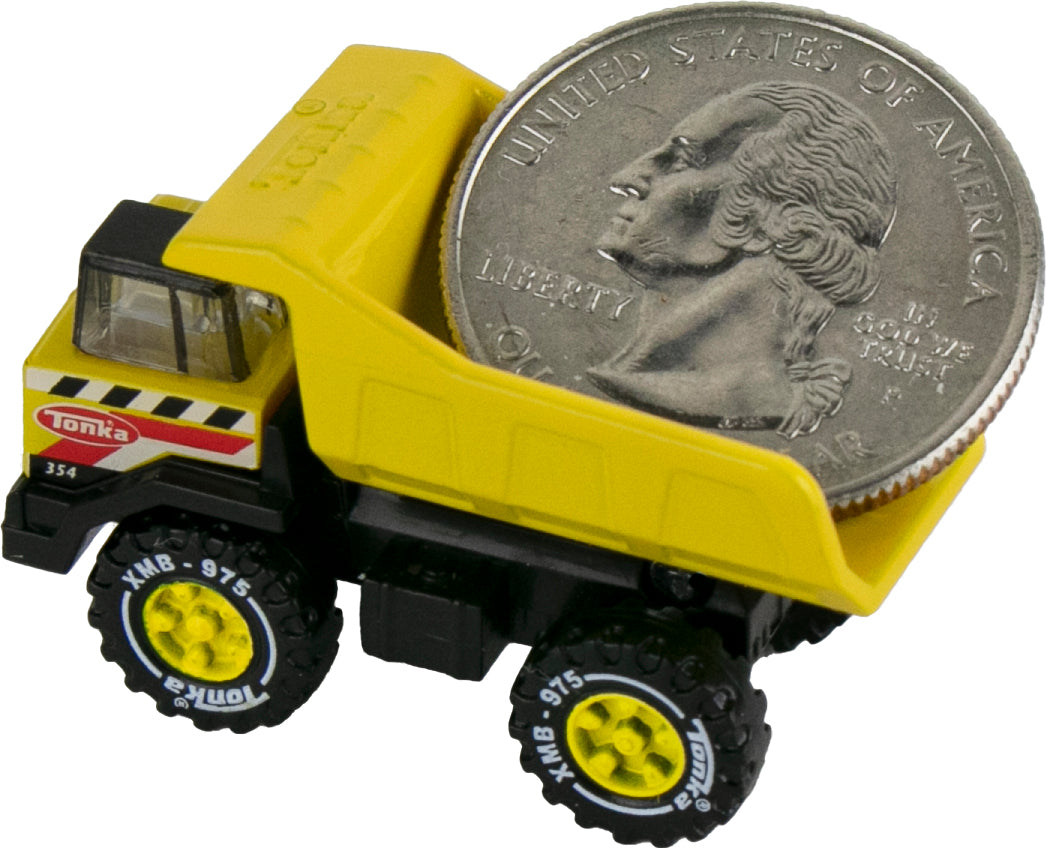 World's Smallest Tonka Dump Truck miniature replica with movable steel bed and working wheels