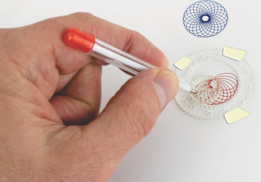 World's Smallest Spirograph drawing kit with 6 wheels, ring, track, 2 pens and carrying case