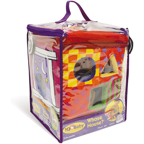 Whose House Shape Sorter educational toy with different shapes and house theme for learning and development