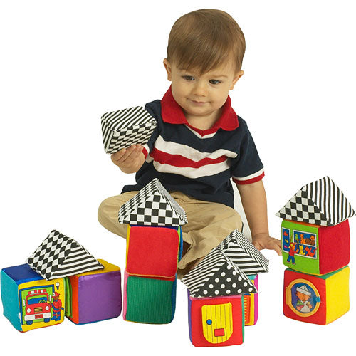 Knock Knock Blocks colorful stacking and building toy set for baby and toddler motor skill development