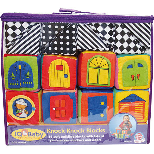 Knock Knock Blocks colorful stacking and building toy set for baby and toddler motor skill development