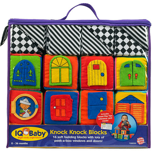 Knock Knock Blocks colorful stacking and building toy set for baby and toddler motor skill development
