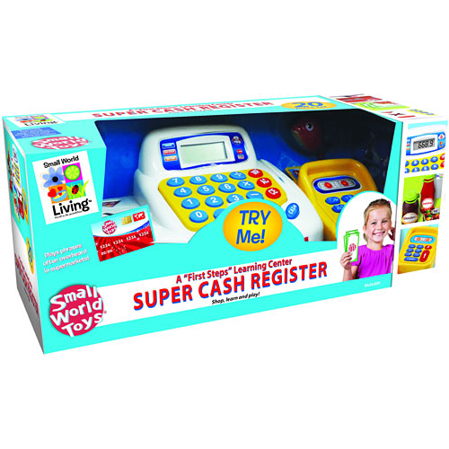 Super Cash Register toy with realistic sounds and play money for pretend store play