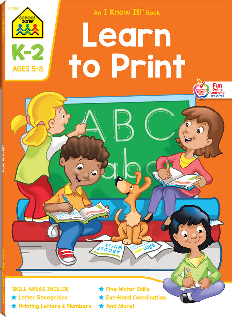 Learn to Print Grades K-2 Workbook (64 Pages)