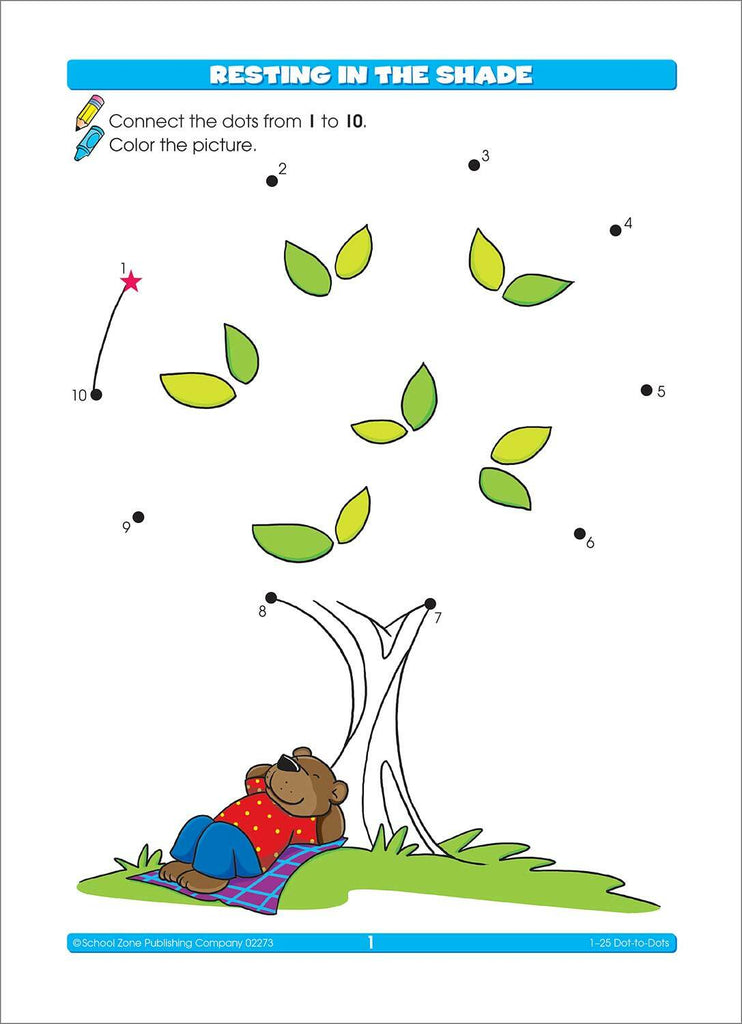 1-25 Dot-to-Dots Preschool Workbook (64 Pages)