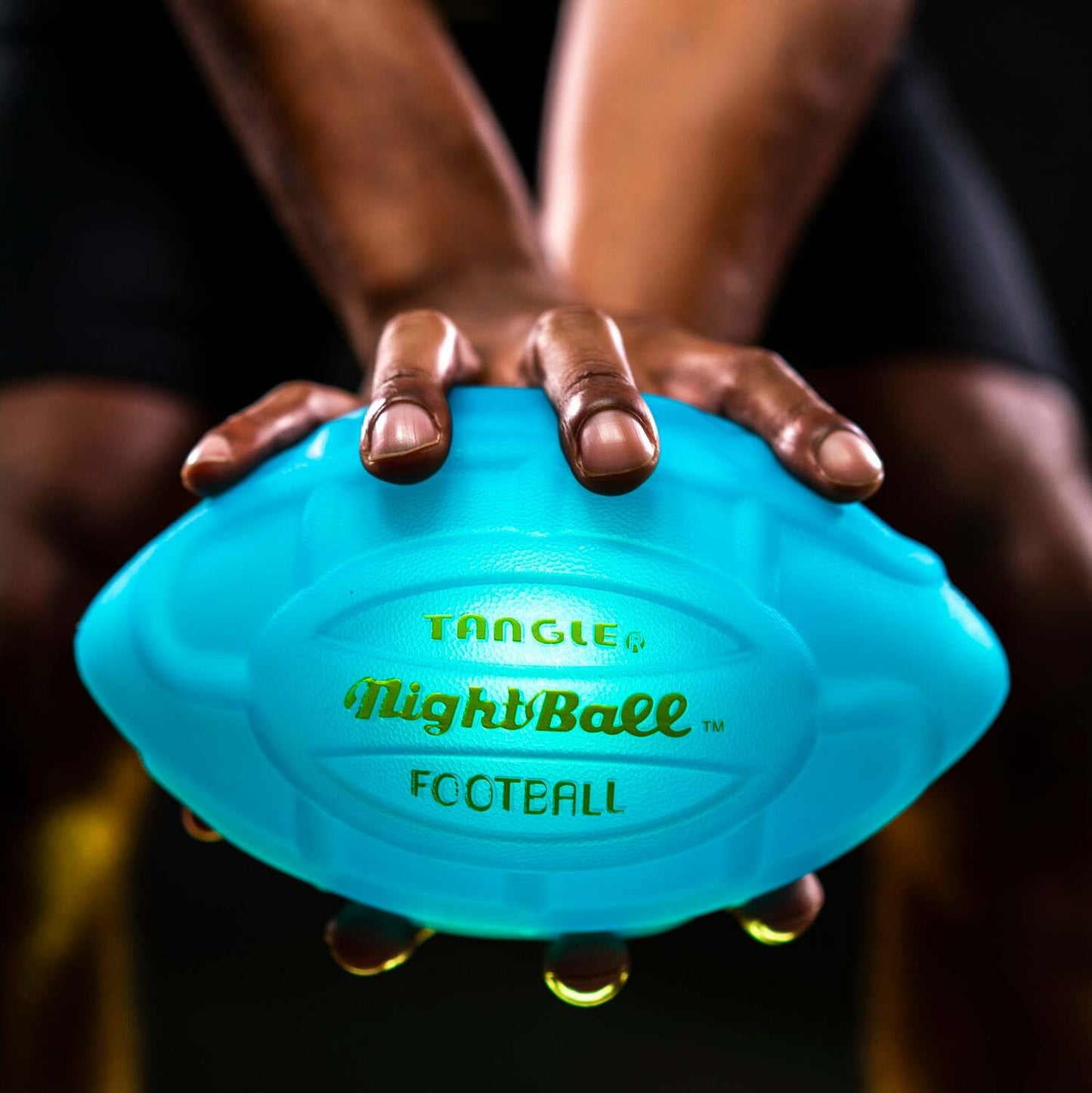 Tangle NightBall Football - BLUE - LED light-up football that glows blue with every throw and catch