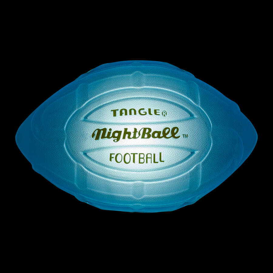 Tangle NightBall Football - BLUE - LED light-up football that glows blue with every throw and catch