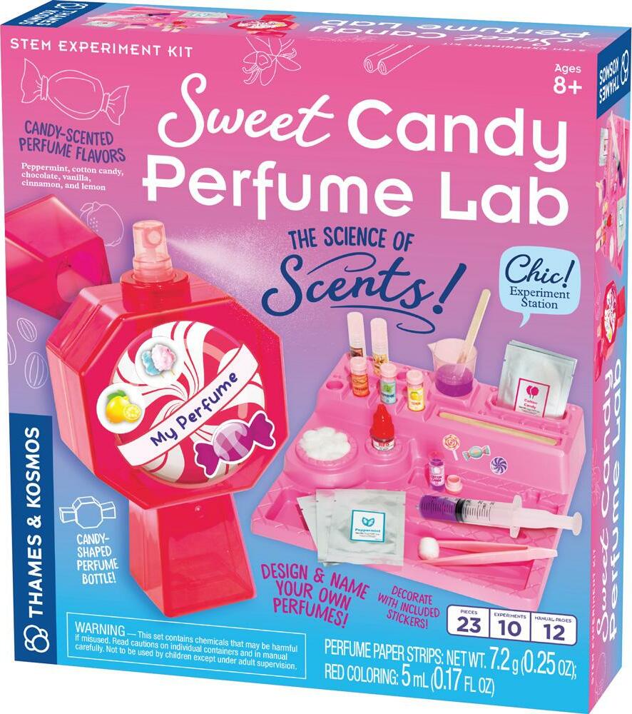 Sweet Candy Perfume Lab educational science kit with candy-themed fragrances, workstation, and tools for making perfumes