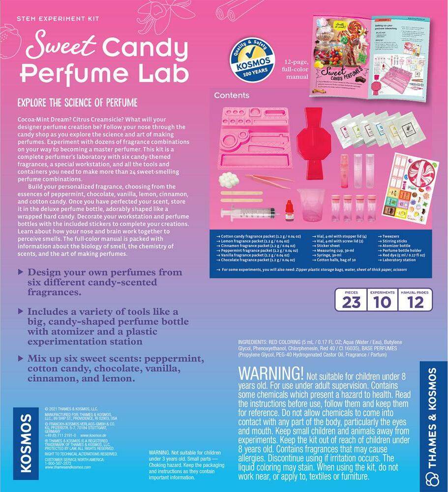 Sweet Candy Perfume Lab educational science kit with candy-themed fragrances, workstation, and tools for making perfumes