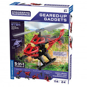 Geared-Up Gadgets educational kit for building 5 fun gadgets including helicopter, spinner toy, and aircraft launcher