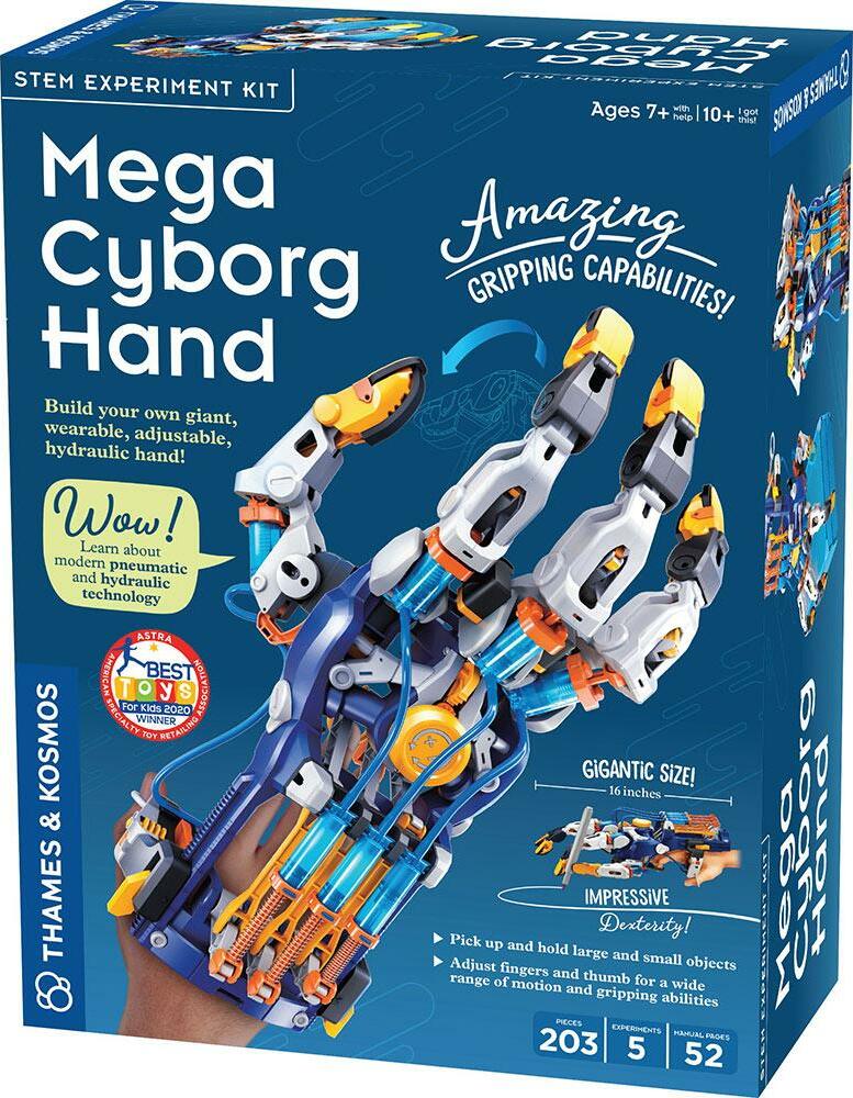 Giant hydraulic cyborg hand robotics kit with over 200 pieces for STEM learning and hands-on science experimentation