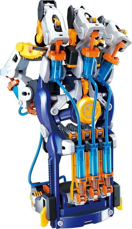 Giant hydraulic cyborg hand robotics kit with over 200 pieces for STEM learning and hands-on science experimentation