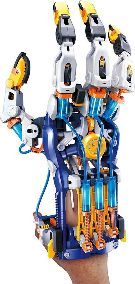 Giant hydraulic cyborg hand robotics kit with over 200 pieces for STEM learning and hands-on science experimentation