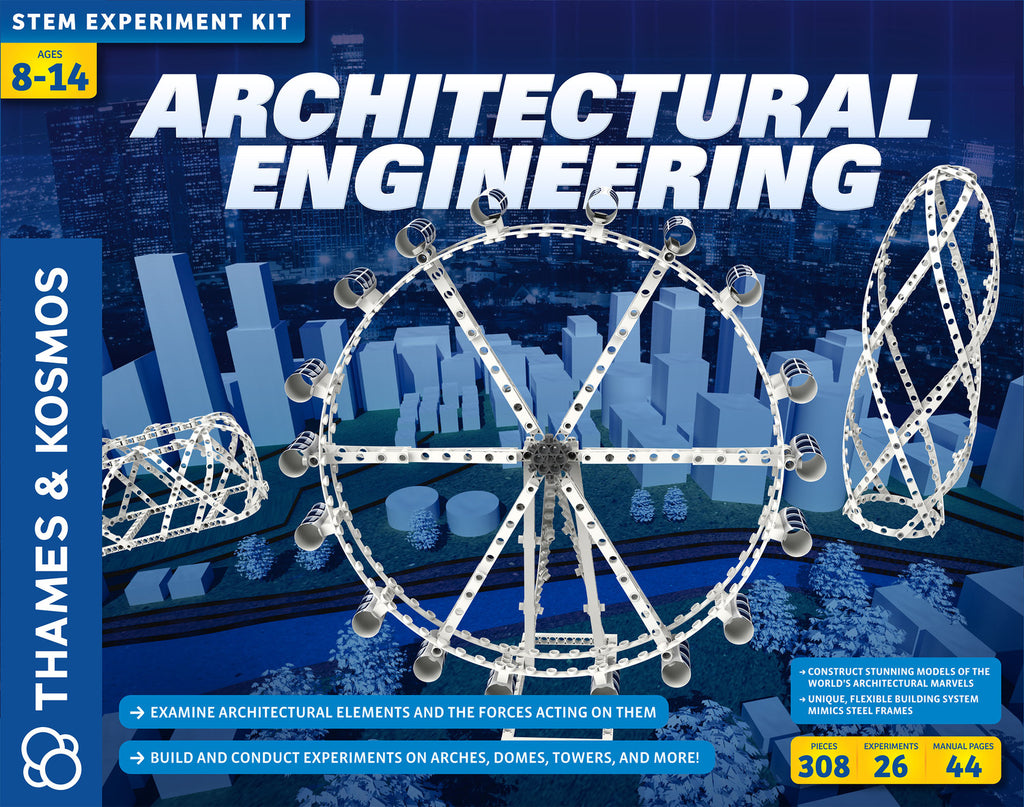 Architectural Engineering educational kit with modular building pieces to construct famous buildings and structures