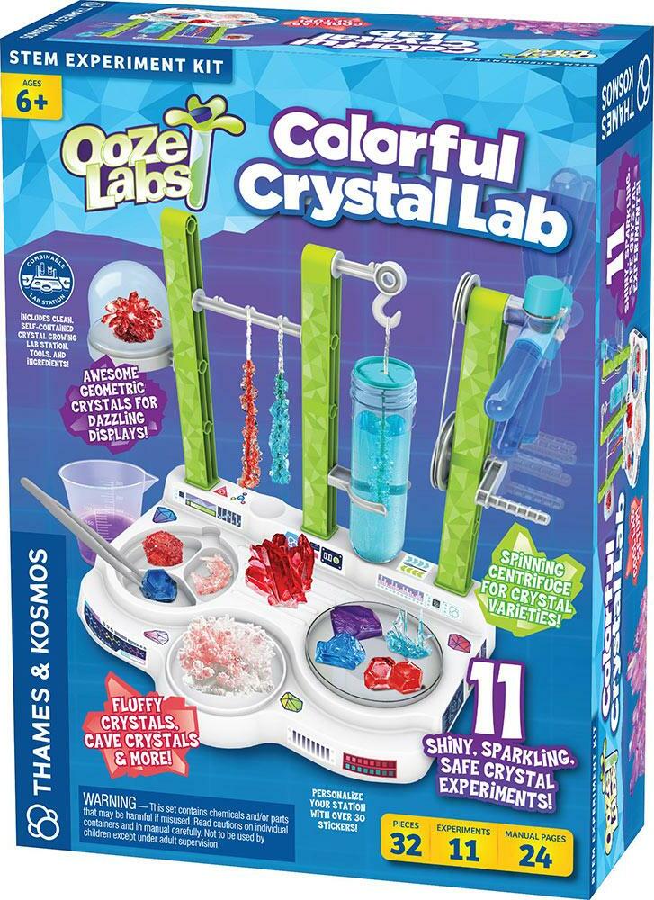 Ooze Labs Colorful Crystal Lab science kit with lab station, beakers, and crystal growing experiments by Thames & Kosmos