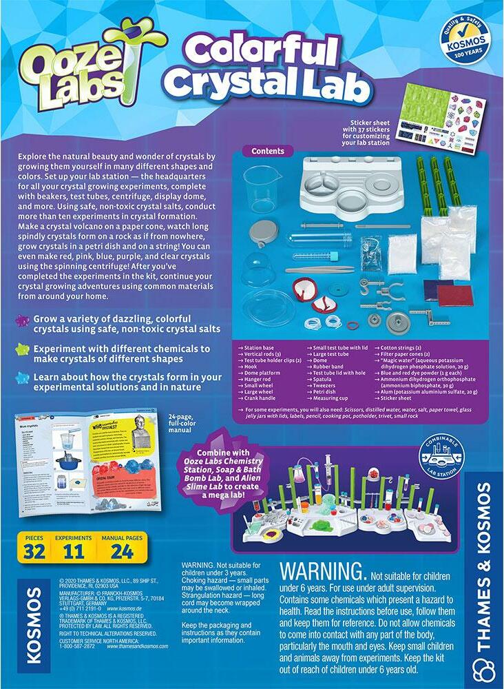Ooze Labs Colorful Crystal Lab science kit with lab station, beakers, and crystal growing experiments by Thames & Kosmos