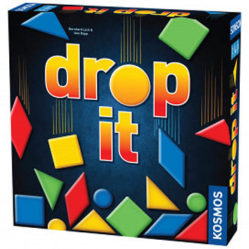 Drop-It colorful family strategy game with vertical board and geometric shapes