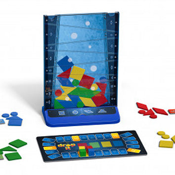Drop-It colorful family strategy game with vertical board and geometric shapes