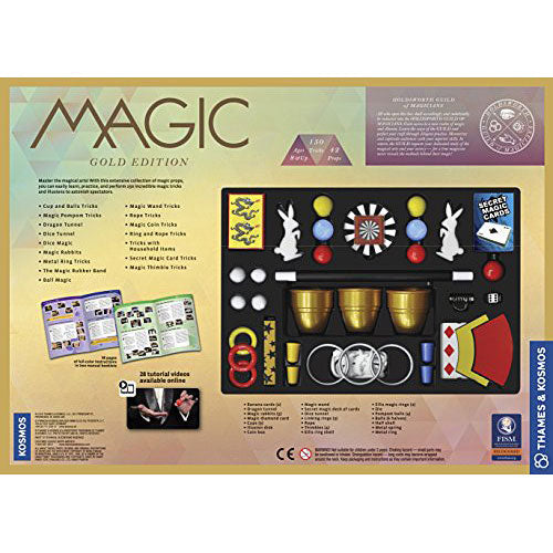 Magic Gold Edition complete magic set with 150 tricks including cups, balls, rings, wands, cards and instruction manual