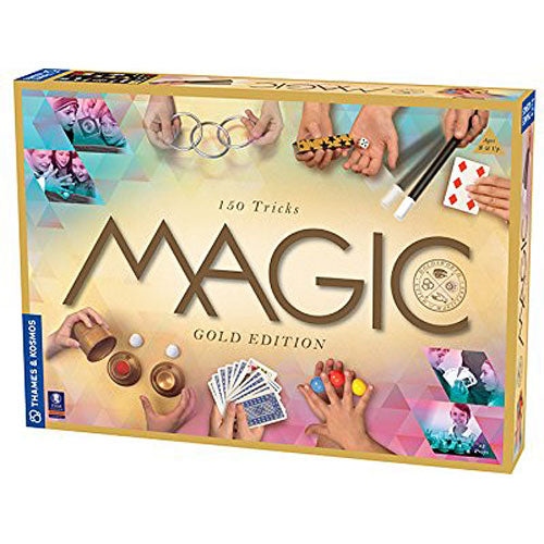 Magic Gold Edition complete magic set with 150 tricks including cups, balls, rings, wands, cards and instruction manual
