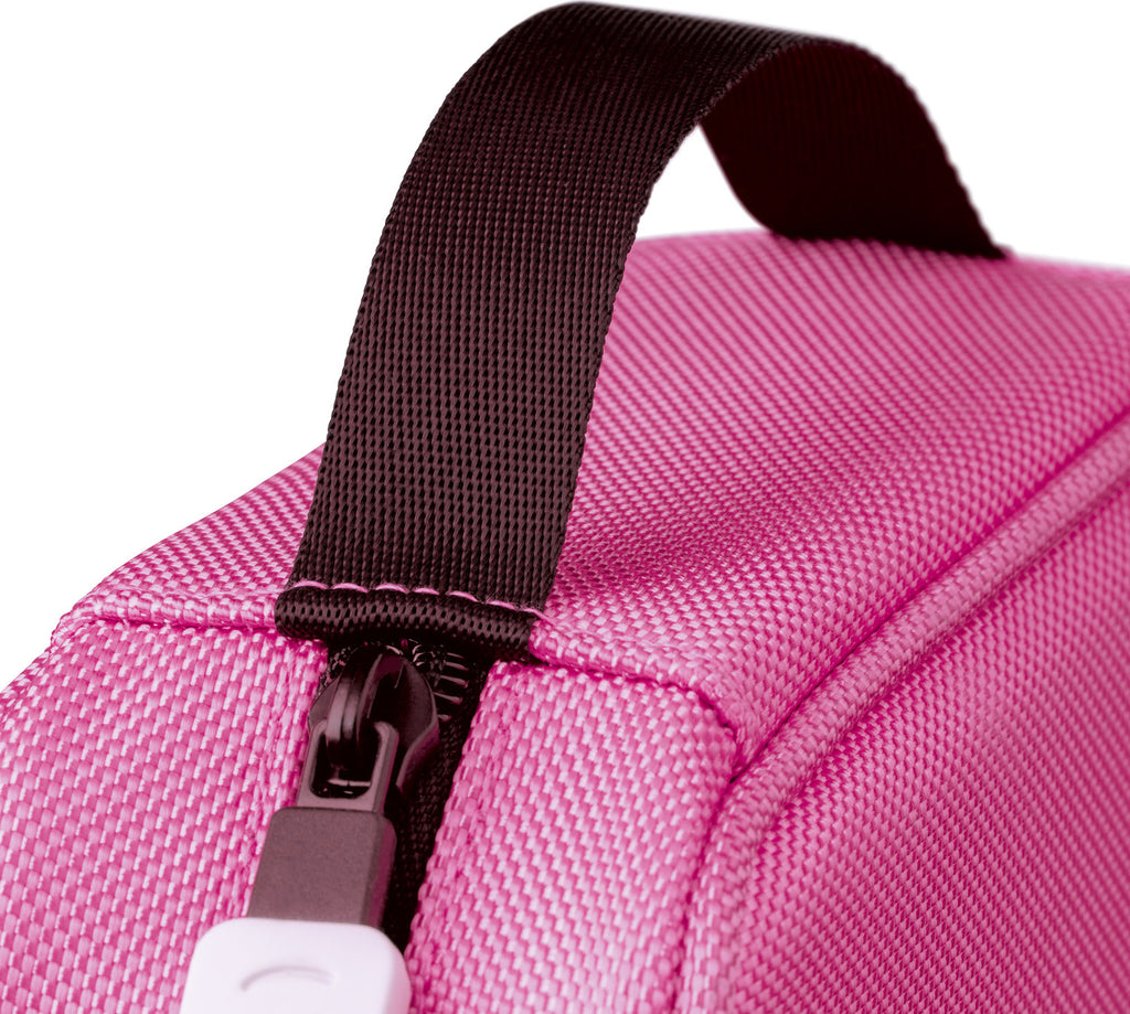 Tonies pink carrying case with 10 mesh pockets for storing Tonie figurines, designed for kids ages 3-8