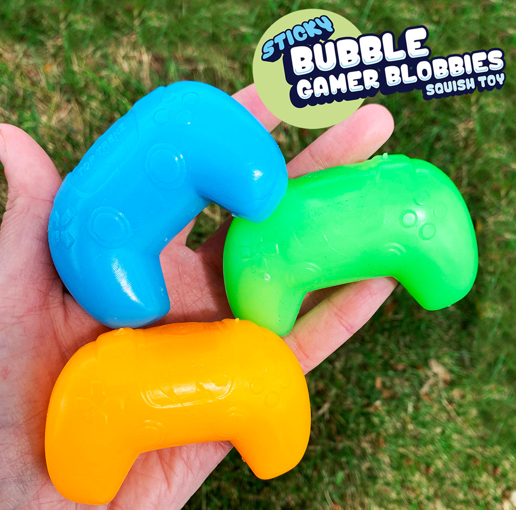 Sticky Bubble Gamer Blobbies squishy gaming-themed balls that glow and stick to walls