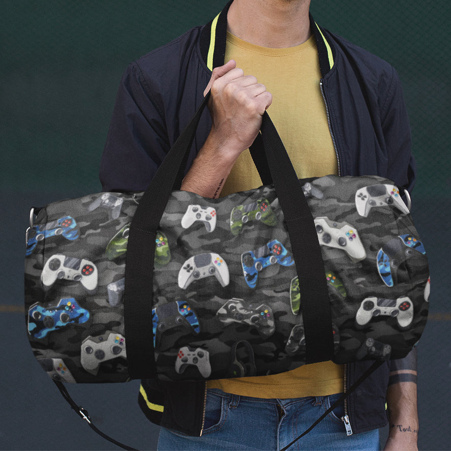 Video Game Controller Canvas Duffel Bag with gaming pattern by Top Trenz