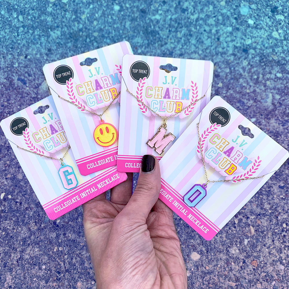 J.V. Charm Club Collegiate Charm Necklace- Letter J