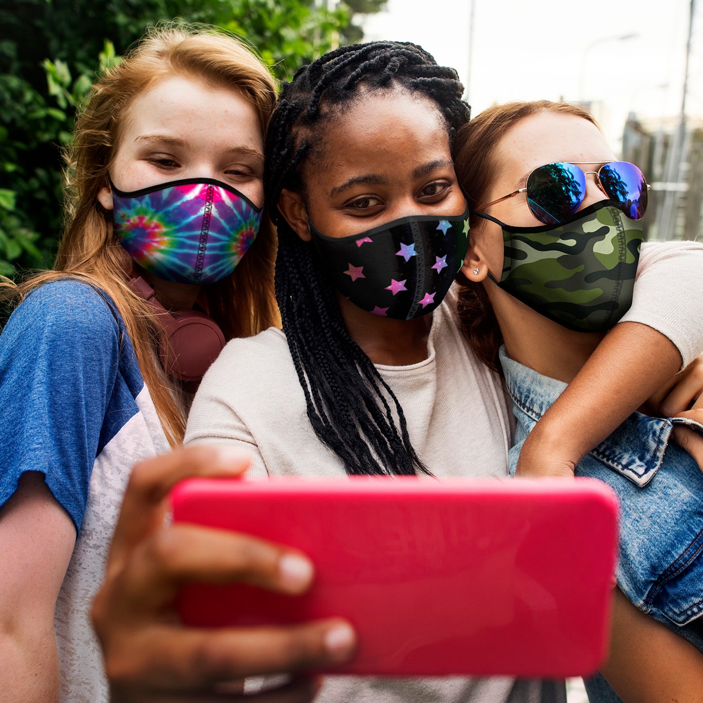 Face Mask Variety Pack for kids ages 3-7 with stretch polyblend fabric, cotton inner layer and adjustable ear loops