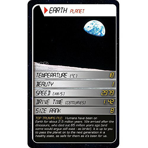 Space Card Game Top Trumps with 30 cards featuring planets, stars, comets and space exploration facts