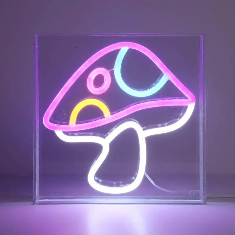 Acrylic frame Mushroom neon sign for desktop or wall mounting with LED lighting